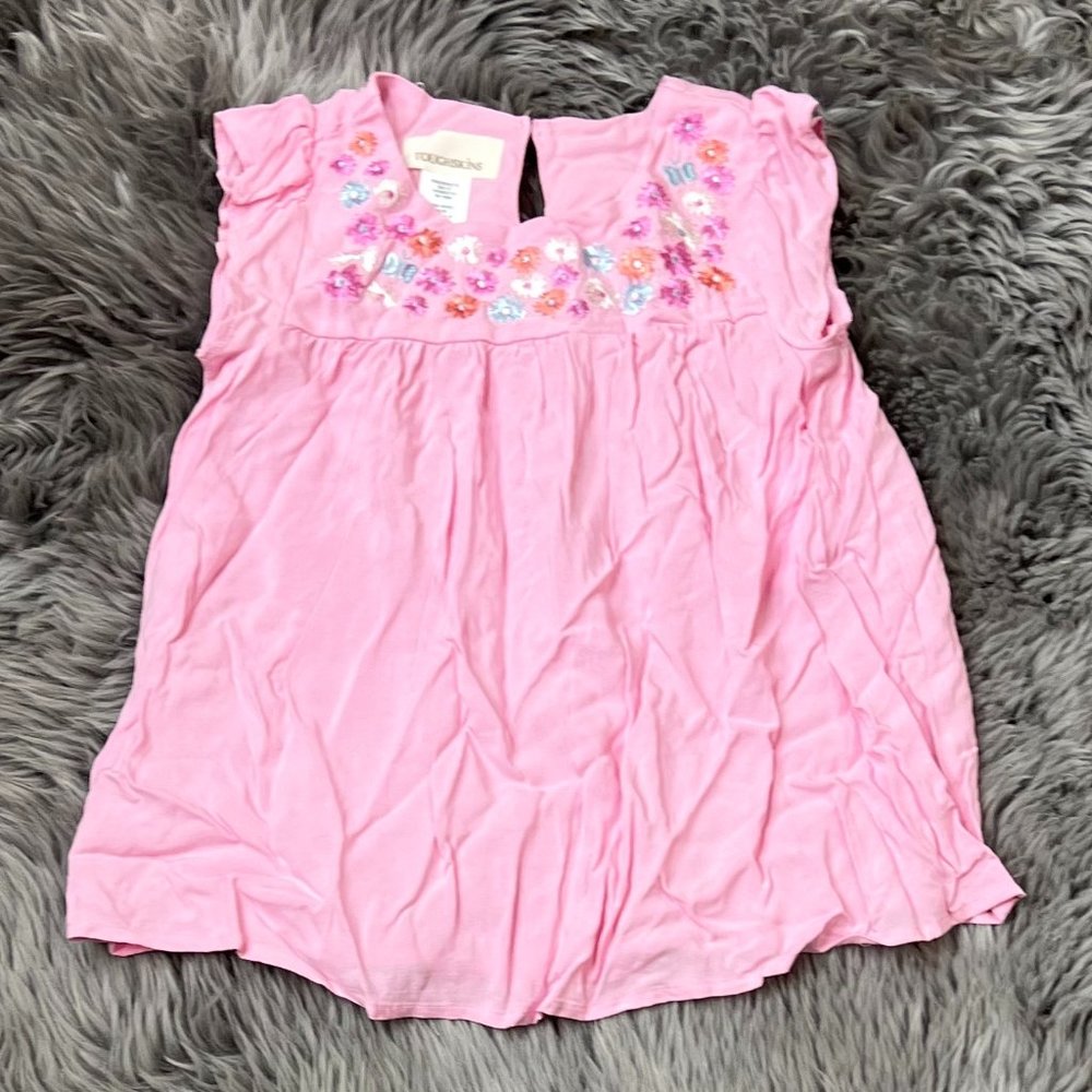 Toughskins Girl's Woven Top | Pink | M (5/6)